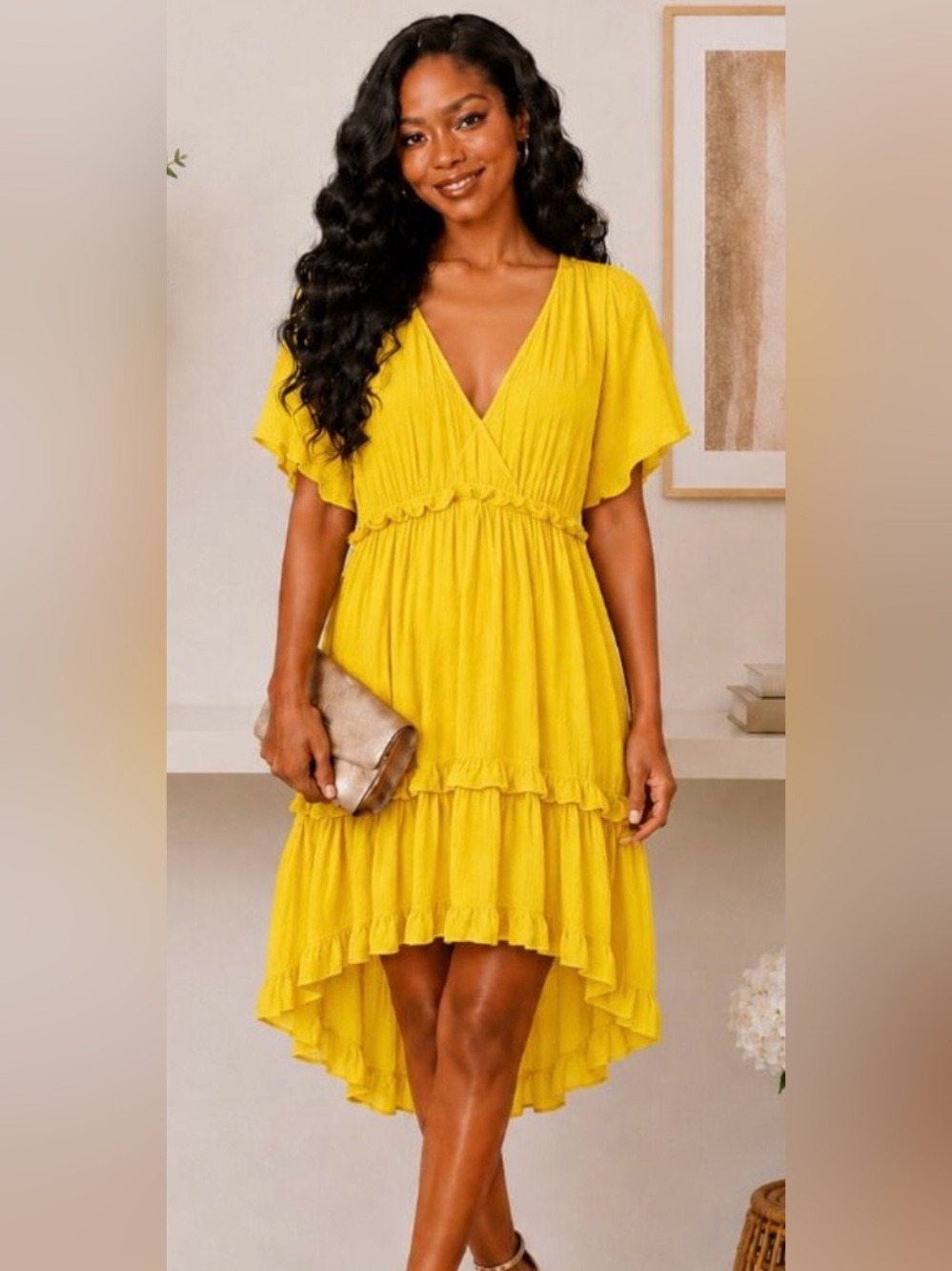 NWT Umgee Ruffle High-Low Dress in Mango